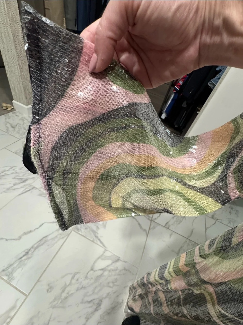 Hutch Sequin Swirl Coverup in Pink, Green, Black